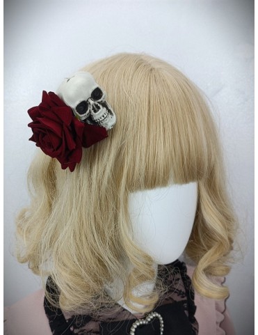 Barrette Rose et Crâne