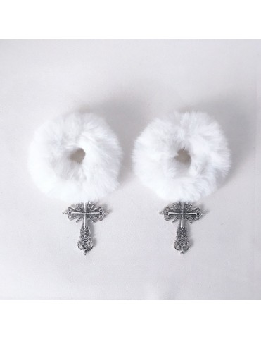 Élastiques à cheveux duos noir/blanc avec breloques croisées