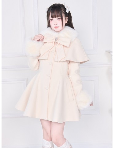 Manteau cape élégant de style Jirai Kei avec ceinture à nouer, poignet