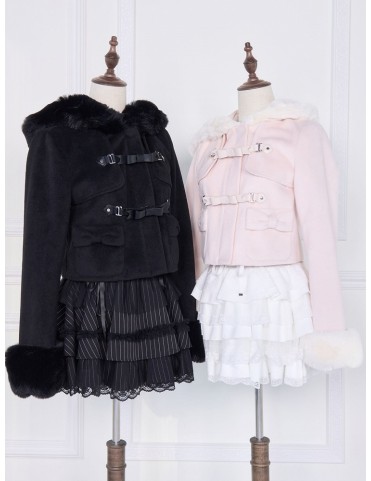 Manteau court noir Jirai Kei