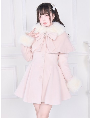 Manteau rose Jirai Kei avec cape