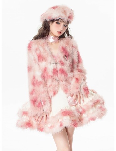 Manteau d'hiver fausse fourrure rose