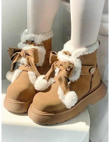 Bottines d'hiver Sweet Lolita marron - Talon 5.5cm