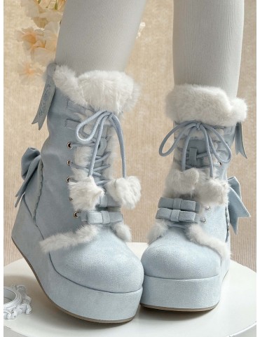Bottines d'hiver Lolita bleu pastel - 4cm