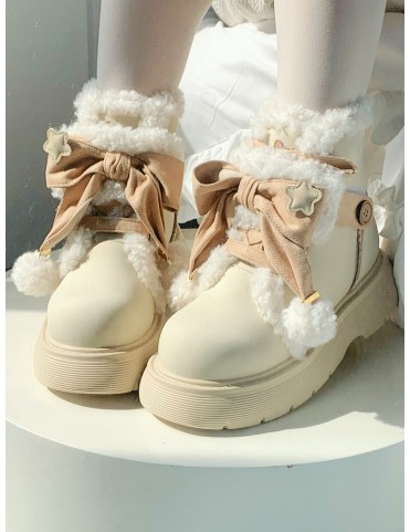 Bottines à plateforme beige & abricot Sweet Lolita - Doublure moelleus