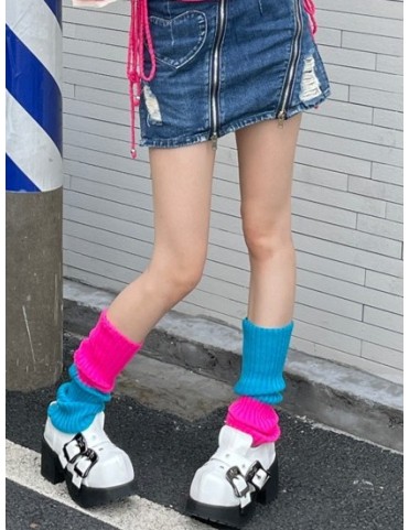 Chaussettes montantes tricotées Y2K 42CM - 18 couleurs