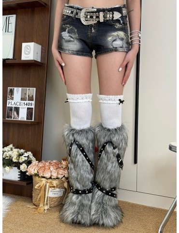Chaussettes montantes punk à teinture dégradée et rivets