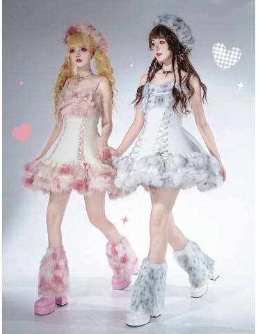 Chaussettes montantes hivernales douces rose / argent