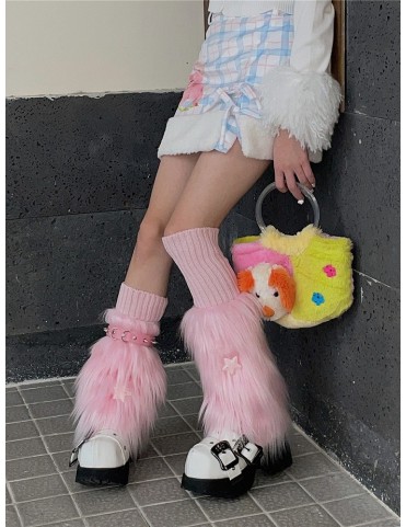 Chausse-pieds décoratifs étoile rose + Chaussettes tricotées + Jarreti