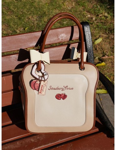 Sac cabas beige en forme de toast avec nœuds