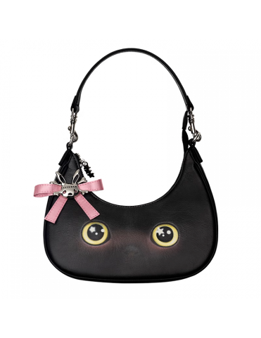 Sac fourre-tout en PU noir en forme de croissant