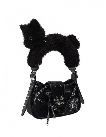 Sac fourre-tout Chat en Peluche Noir