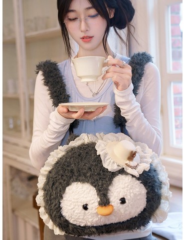 Sac à dos en peluche pingouin en dentelle