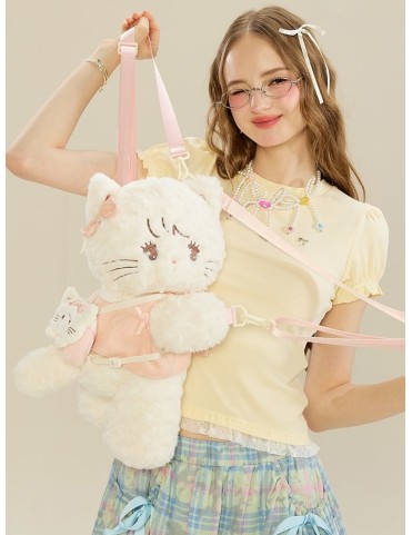 Sac à dos / Bandoulière Chat Kawaii Rose et Blanc