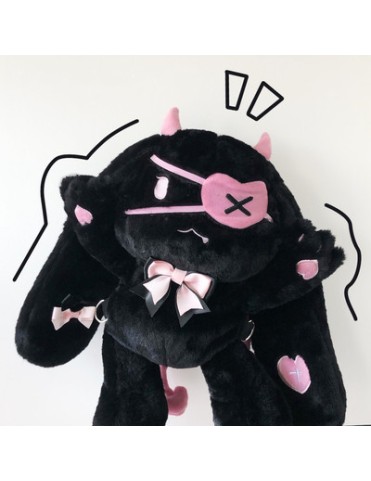 Sac en peluche Lapin Démoniaque Noir et Rose