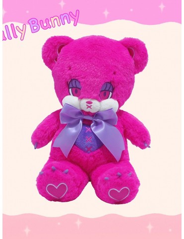 Ours en peluche rose vif et mélancolique
