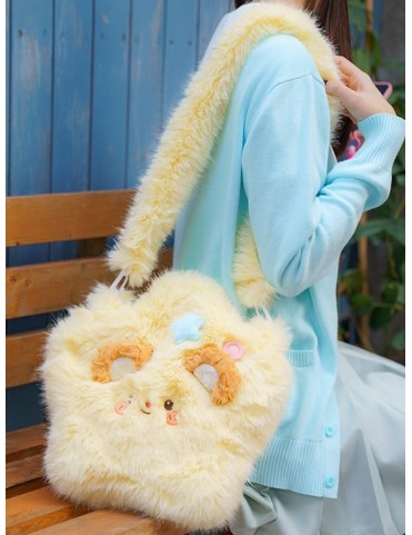 Sac bandoulière en peluche étoile jaune