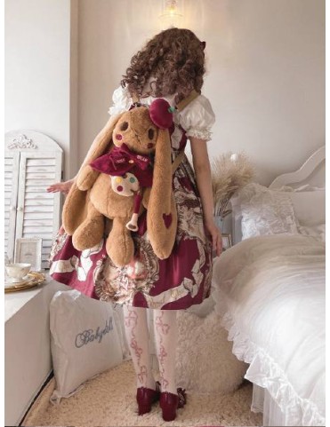 Peluche Lapin Peintre Apple Pie Marron et Rouge