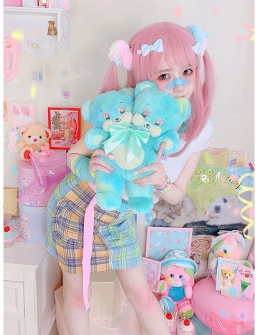 Peluche Ours à Deux Têtes Bandoulière