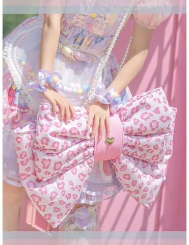 Sac à dos Lolita à nœud papillon léopard rose