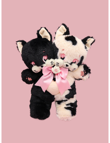 Sac peluche Chat à deux têtes