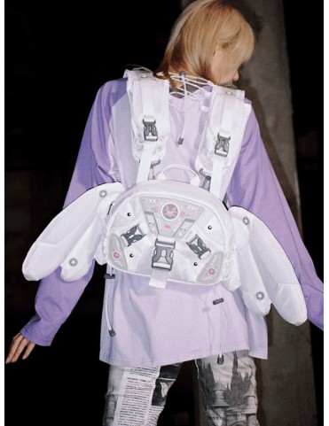 Sac Mécanique White Angel avec Ailes Détachables et Bandoulière Conver