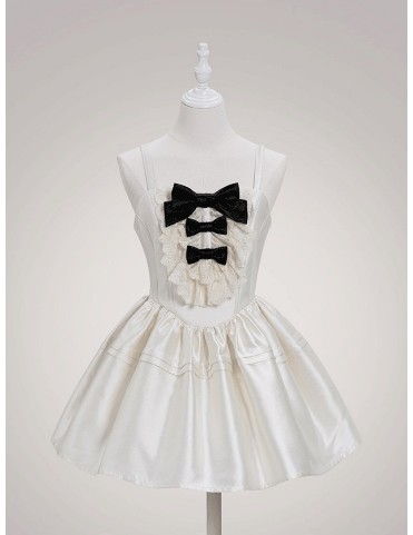 Robe Lolita Basque à taille haute avec nœuds et détails en dentelle