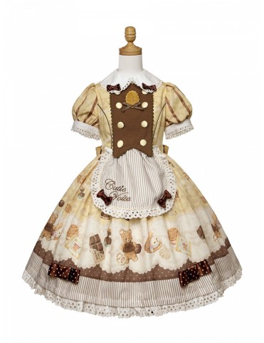 Robe Lolita imprimée biscuit et chocolat avec tablier amovible