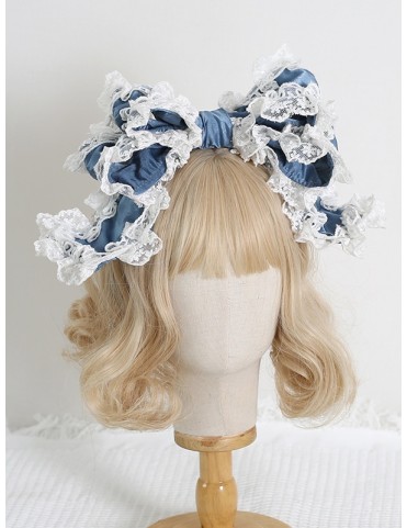 Grand nœud papillon Lolita multicouche avec bordures en dentelle