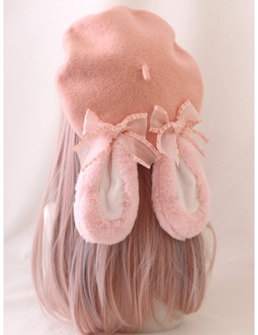 Bérets mignons Lolita avec oreilles tombantes de lapin