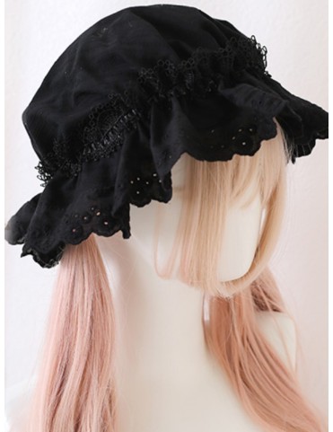 Chapeau de bébé Lolita en dentelle noir / blanc
