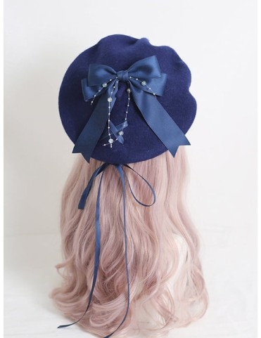 Béret Lolita avec nœud et ruban