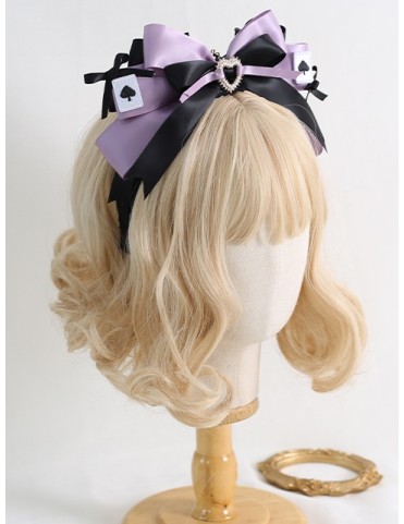 Superbe serre-tête noir et violet avec nœud papillon 3D et décorations