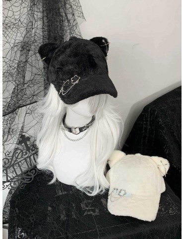 Casquette de baseball Punk Chat Noir - Style Japonais Kawaii avec chaî