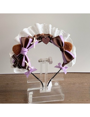 Accessoire Lolita : oreilles de chat en dentelle avec nœud - 3 couleur