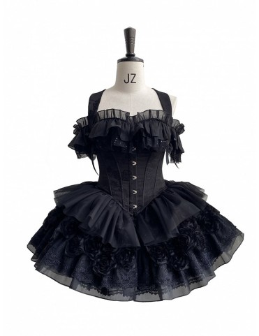 Jupe gothique Lolita Roses Noires