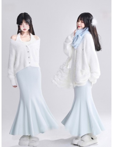 Jupe midi haute taille sirène pour automne-hiver