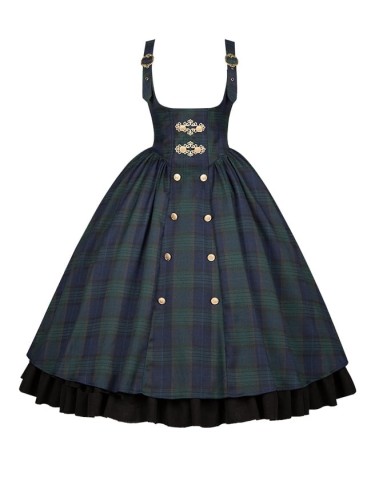 Robe longue à carreaux sous la poitrine, style Lolita élégant