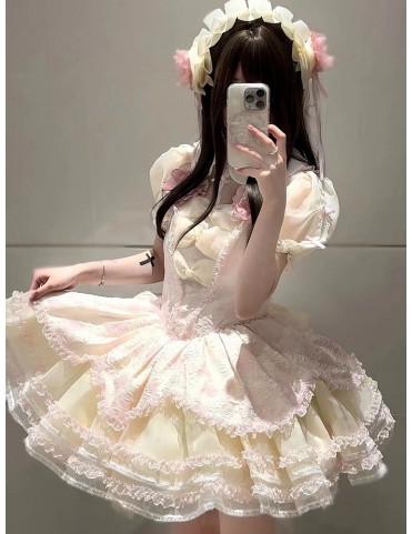 Jupe Lolita Princesse à Imprimé Floral Rose