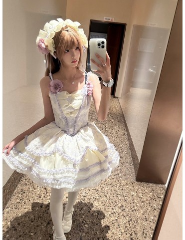 Jupe Lolita Princesse à Imprimé Floral Violet