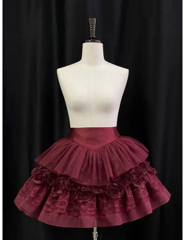 Jupe gothique Lolita à motifs de roses rouges