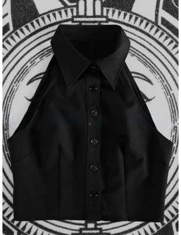 Gilet gothique noir à col halter et boutonnage