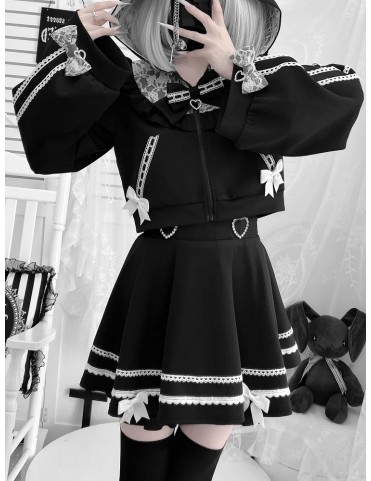 Ensemble de sport Jirai Kei - Veste zippée à capuche oreilles de chat