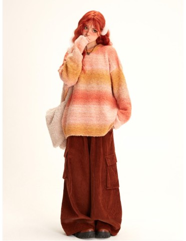 Pull en maille dégradé orange rose