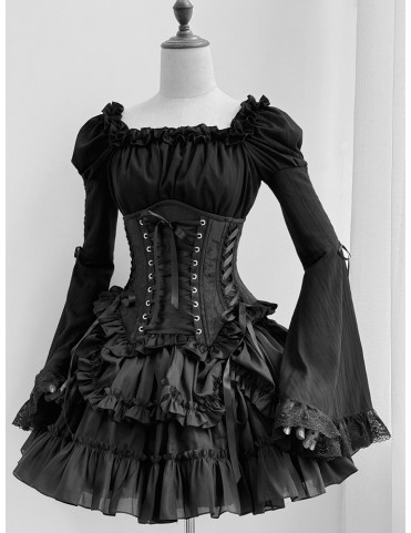 Corset gothique lolita noir à lacets