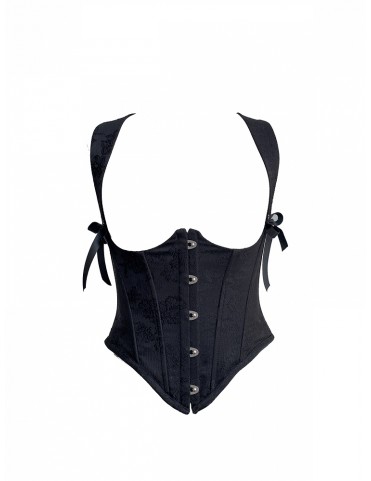 Corset bustier jacquard noir avec bretelles amovibles