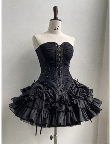 Corset Lolita gothique noir à lacets