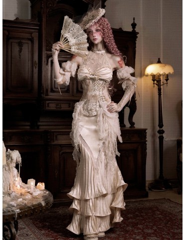 Corset en dentelle Rococo Illusion avec encolure halter et volants amo