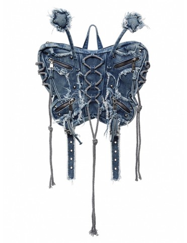 Sac en jean effiloché Blue Butterfly