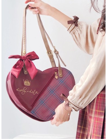 Sac bandoulière en forme de cœur Plaid JK avec sangle ajustable